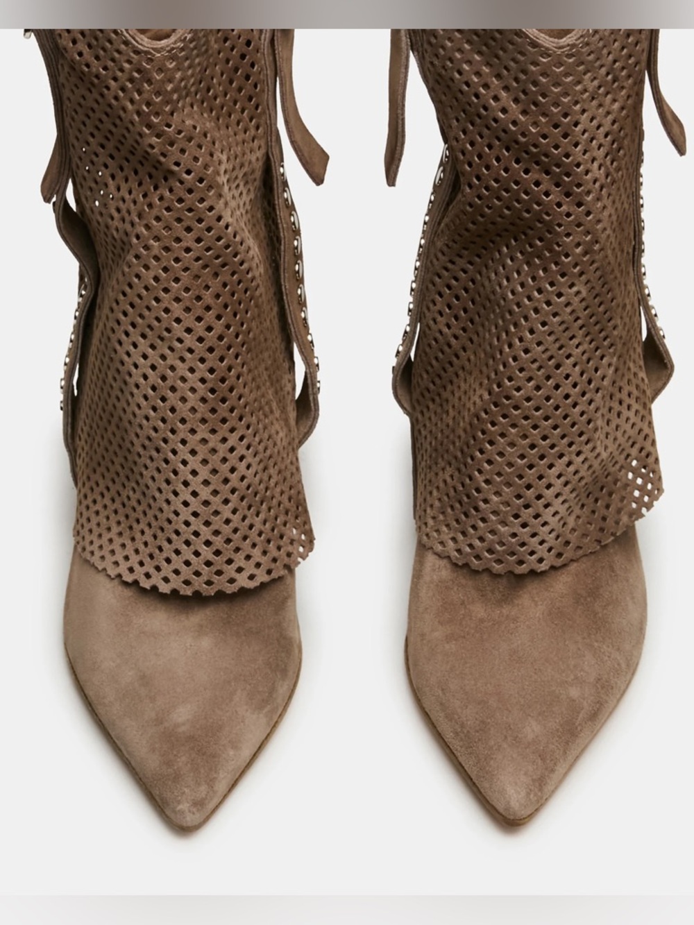 Steve Madden AUBRIELLE Taupe Suede Leather Cuffed Boot -Made in Italy- Size EU38 - Picture 8 of 17
